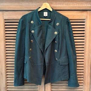 CAbi Teal Green Double-Breasted Women's Cropped Blazer